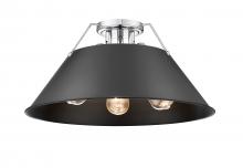  3306-3FM CH-BLK - Orwell 3-Light Flush Mount in Chrome with Matte Black